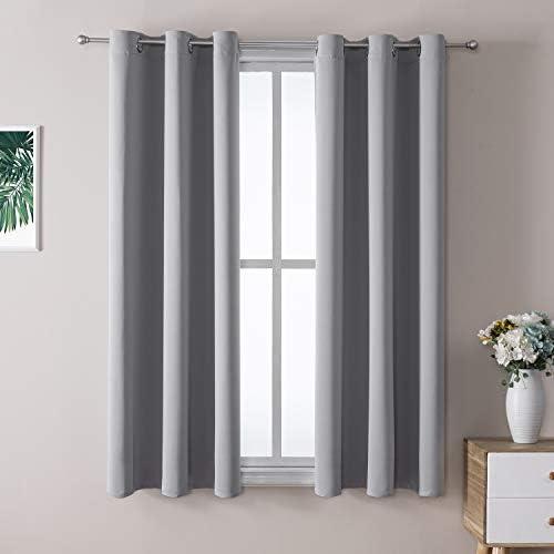 Amazon.com: ChrisDowa Grommet Blackout Curtains for Bedroom and Living Room - 2 Panels Set Thermal Insulated Room Darkening Curtains (Light Grey, 42W x 63L) : Home & Kitchen