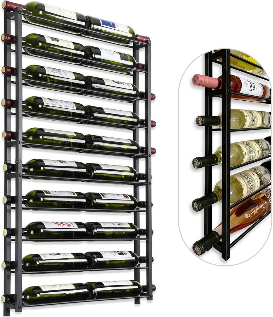 FLstudio Wall Mount Wine Rack: Heavy-Duty 20 Bottle Wall Mounted Wine Rack - Large Wine Storage Organizer Display Holder, Rust-Resistant Metal Wine Bottle Shelf for Bar, Kitchen, Cellar, Dining Room