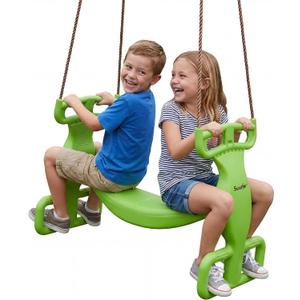Swurfer Glider Swing for Kids - Outdoor Dual Swingset for Backyard Playset, Back-to-Back Swingset Accessories, Kids Outdoor Play Equipment, Heavy Duty, Easy Install, Up to 150lbs, Age 3+, Green/Brown