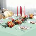 Whaline 16Pcs Christmas Plastic Tablecloth Rectangle Table Cover Pink Red Green Waterproof Table Cloth for Xmas Winter Decoration Supplies, 54 x 108 Inch