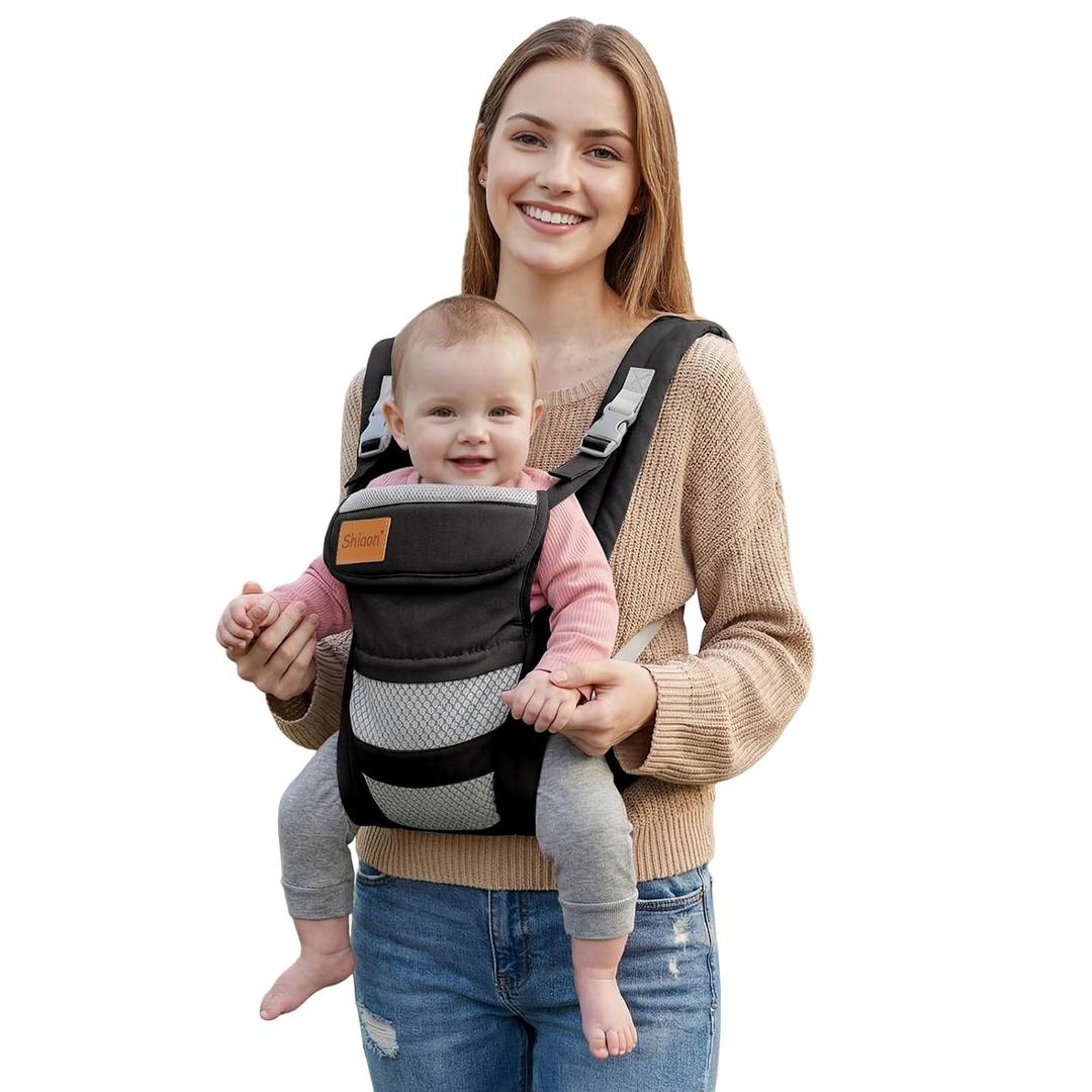 Baby Carrier Newborn to Toddler(8-30lbs), Toddler Carrier with Adjustable Shoulder Strap, Baby Holder Carrier with Breathable Mesh Fabric, Black