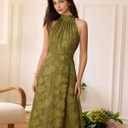 RIHOAS Women Casual Dress Halter Neck Sleeveless Floral Print Flowy A-Line Midi Sundress Beach Vacation Summer Dress (XS)