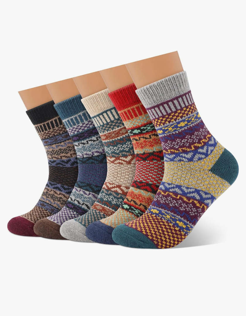 Wool Socks for Women, Crew Boot Warm Sock for Hiking Trekking Work Outdoor Winter Gifts for Women Mom Her