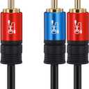 SHD RCA to 2RCA Subwoofer Cable Audio Cable 2RCA to 1RCA Bi-Directional RCA Y Adapter Premium Sound Quality Dual Shielded with Gold Plated Connectors-15Feet