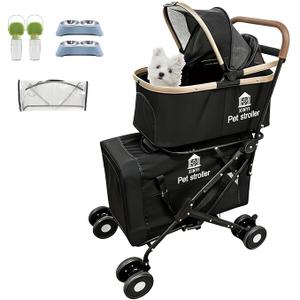 XL Extra-Large Double Pet Stroller, Running&Travel Pet Cart with Weather Cover, Cat&Dog Stroller for Large/Medium/Small Pets, Outdoor Pet Supplies