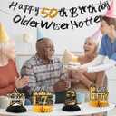 50th Birthday Decorations  Black and Gold Party Supplies with Banner, 9 Honeycomb Centerpieces, 12 Hanging Swirls, Happy 50th Birthday Decorations for Men and Gifts for Him