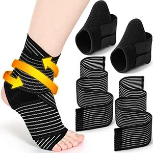 Junkin 2 Pairs Kid's Ankle Support Brace Elastic Ankle Compression Sleeve Neoprene Wraps Adjustable Sports Foot Brace Protector Breathable Calf Ligament Compression Bandage(Black)