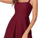 Aleumdr Women's One Piece Swimsuit Tummy Control Swim Dress Modest Full Coverage Skirt Bathing Suit with Pockets (XX-Large, Burgundy)