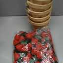 LemonRoad 6 Set Mini Strawberry Wooden Basket Decor 5.1 x 6.7 Inch Round Picnic Wooden Basket for Wedding Holiday Farmhouse Table Centerpiece and Home Decoration