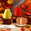 Geelin 24 Pcs 7.87 Inch DIY Fall 3D Pumpkin Wood Crafts to Paint Thanksgiving Large Unfinished Wooden Pumpkin Cutouts Autumn Harvest Slices Ornaments for Painting Decor(Classic Style)