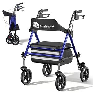 Walkers for Seniors with Seat,R4 Rollator Walker with Brake
Lightweight Foldable Rolling Walkers with 8" Big Wheels for All Terrain,Adjustable Upright Walker Supports 330LBS,Storage Bag
