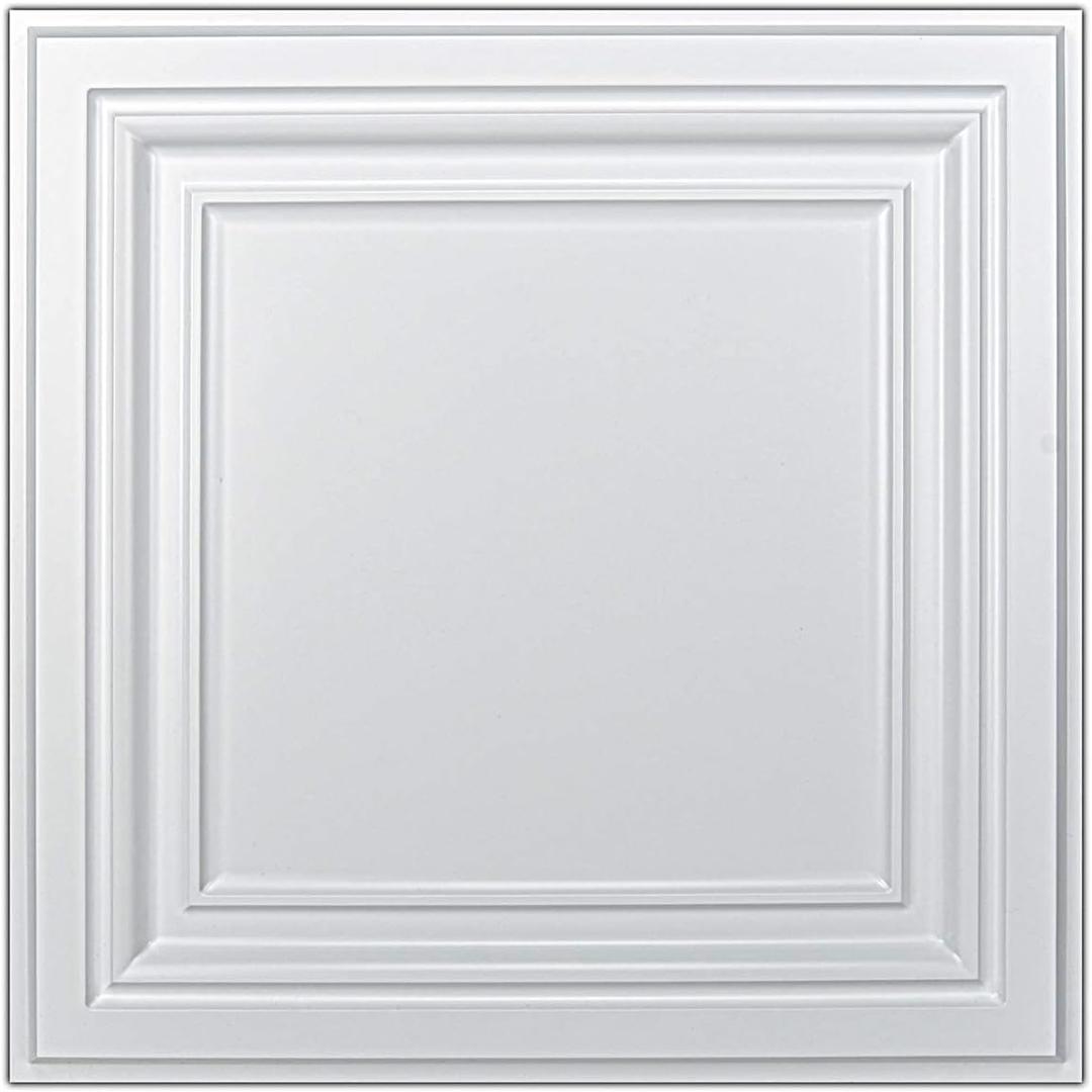 Art3d PVC Ceiling Tiles, 2'x2' Plastic Sheet in Pure White (48-Pack, Multi-Pack), 24"x24"