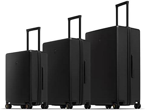 LEVEL8 Luggage Sets 3 Piece, 20 Inch 24 Inch 28 Inch Hardshell Suitcases, Lightweight Luminous Textured Large Luggage, Spinner Wheels Tsa Lock, 3-Piece Set (20/24/28), Black