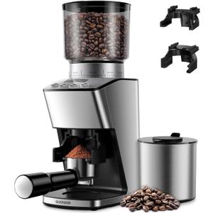 SHARDOR Conical Burr Coffee Grinder Electric, Espresso Coffee Bean Grinder with Precision Electronic Timer, Adjustable Burr Mill with 51 Precise Settings for Home Use, Stainless Steel Container