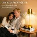 Gold Cordless Table Lamp, Touch Rechargeable Lamps for Nightstand Bedroom, Living Room, Portable Battery Operated Desk LED Lamp, 3 Color Dimmable, Flower Pattern Lampshades, for Patio, Dining