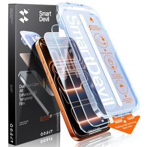 SMARTDEVIL 2 Pack Screen Protector for iPhone 17 Pro Max with AR Anti-Reflective Technology, 9H Hardness Military Grade Tempered Glass, Bubble Free and Auto Dust-Removal Box, Easy Installation