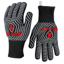 BBQ Gloves, Oven Gloves, 1472℉ Extreme Heat Resistant,Grilling Gloves Silicone Non-Slip Oven Mitts, Kitchen Gloves for BBQ, Grilling, Cooking, Baking-1 Pair… (Black, One Size Fits Most)