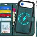 TUCCH Removable Case Wallet for iPhone Air (6.5") 2025, Detachable Wrist Strap, Wireless Charging, Stand, 4 Card Slots RFID Blocking, 2-in-1 Magnetic, PU Leather Shockproof Cover, Teal Blue