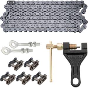 420 Motorcycle Chain 420 Standard Roller Chain 132 Link, 420 Drive Chain for 110 125cc Dirt Pit Bike ATV Quad Go Kart Scooter Mini Bike (with Chain Breaker +0.4" Chain Axle Adjuster)