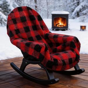Reversible Double Sided Chair Blanket for Adults, Waterproof Cozy Sherpa Camping Blanket All-Season Use Folding Outdoor Chair Covers for Patio, Bonfire, Pool & Adirondack Chair (Includes Carry Bag)