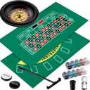 Lunmon Roulette Wheel Set Include 10 Inch Roulette Wheel, Double Sided Felt, 200 Chips, Chip Rake, Acrylic Marker, Dealer Poker Button for Casino Game Blackjack Night Party Holidays(Green)