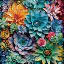 3D Succulent Puzzles for Adults 1000 Pieces Nature Plant Puzzle, Colorful Paper Cut Art Jigsaw Puzzles, Beautiful Botanical Houseplant Puzzle