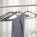 5 Pack Wide Shoulder Hangers Metal Suit Hangers Smooth Soft Gloss Grippy Flexible Thick Rubber Blazer Non Slip Jacket Clothes Hangers Black