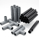 Heavy-Duty Plastic Joint Connectors & Pipe Assortment Kit (Grey & Black)