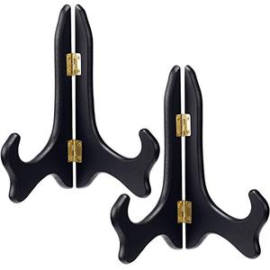 Tatuo 2 Packs Wooden Plate Stands for Display, Plate Holder Display Stand, Picture Frame Stand Easels, Tabletop Art Holder, Book Dish Decorative