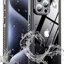 MOZOTER for iPhone 15 Pro Max Case Waterproof,[IPX8 Underwater Case][Full Body Shockproof & Military Dropproof] Clear Sound Quality Built-in Screen Protector for iPhone 15 Pro Max 6.7 inch-Black