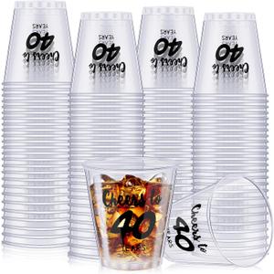 50 Pcs 40th Birthday Shot Glasses Bulk Cheers to 40 Years Birthday Cups 2 oz Disposable Cups with Plastic 40th Birthday Party Glasses for Men Women
