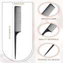 Yaomiao 300 Pcs Rat Tail Comb Bulk Hair Styling Comb Root Teasing Comb Fine Tooth Parting Combs for Braiding Hair Plastic Black Comb for Men and Women Home Salon Barber Shop Supplies