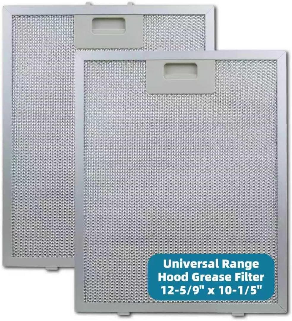 2-Pack Newly Upgraded Universal Range Hood Grease Filter, 12-5/9" x 10-1/5" (12.56x10.2) Aluminum Mesh Filter 5-Layer Design for Most Standard Kitchen Vent Hoods, Easy to Clean & Dishwasher Safe
