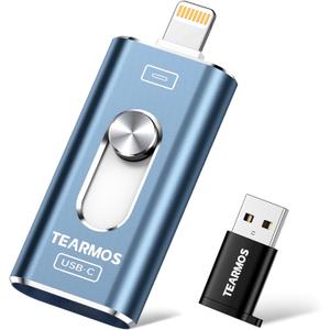 512GB Photo Stick for iPhone Flash Drive, Memory Stick Phone Storage for Photos and Videos Files Backup, Compatible with iPhone iPad Android PC, Plug & Play, No App Required (Blue)