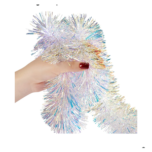 Tinsel Garland Christmas Ornaments – Premium Polar Light Film Garlands for Decoration – Multiple Colors Reflective Christmas Party Decor