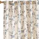jinchan Linen Floral Curtains for Living Room 84 Inch Length Blue Printed Curtains Back Tab French Country Farmhouse Flower Patterned Drapes Bedroom Window Curtain Set 2 Panels