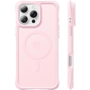 ORNARTO Magnetic for iPhone 16 Pro Case, Compatible with MagSafe, 20FT Military-Grade Drop Protection, Slim Matte Translucent Anti-Fingerprint Shockproof Case for iPhone 16 Pro 6.3", Chalk Pink