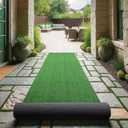 Ottomanson Artificial Grass Turf 2'7" x 9' Indoor Outdoor Faux Grass Rug with Drainage Holes, Customizable with Extra Long Size Options, Perfect for Patio Lawn Balcony Weddings Photoshoot Backdrop (Low Pile - Grass Green)
