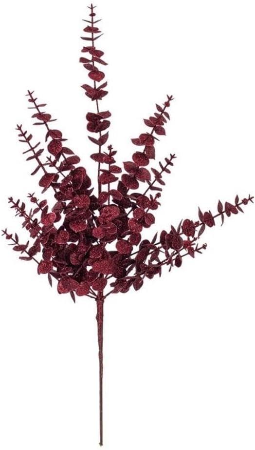 Vickerman 28" Burgundy Artificial Eucalyptus Glitter Spray. 2 per Bag.