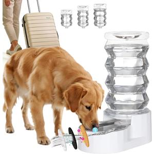 RIZZARI Gravity Dog Water Dispenser: 8L Large Auto-Refill Stainless Steel Pet Water Feeder - No-Spill BPA-Free Design for Large Dogs & Multi-Dog Homes - Everyday Indoor & Outdoor Spaces (White)