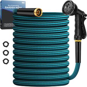 Garden Hose 100ft, Non-Expanding Water Hose Ultra Lightweight, Kink-Free, Sturdy, Flexible, Abrasion Resistant Hose for Yard, Lawn, Outdoor, Marine and Camper
