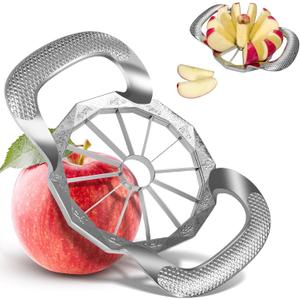 Apple Slicer, All-metal Construction Apple Slicer and Corer with 12 Stainless Steel Blades, Large Apple Cutter for Up to 4 IN Apples with Comfortable Wider Non-slip Handle, for Fuji and Gala