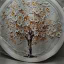 Large Framed LED Tree of Life Wall Art for Living Room, Modern Luxury Gold and White Floral Picture Artwork for Walls, Minimalist Lighted Wall Decor for Hallway, Dining Room, Bedroom, Office, 29.5"L x 29.5"W
