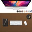 Vine Creations Leather Desk Pad - Large 36" x 20", Desk Protector with PU Leather, Mouse Pad, Blotter for Office (Brown) (Brown/Dark Gray)