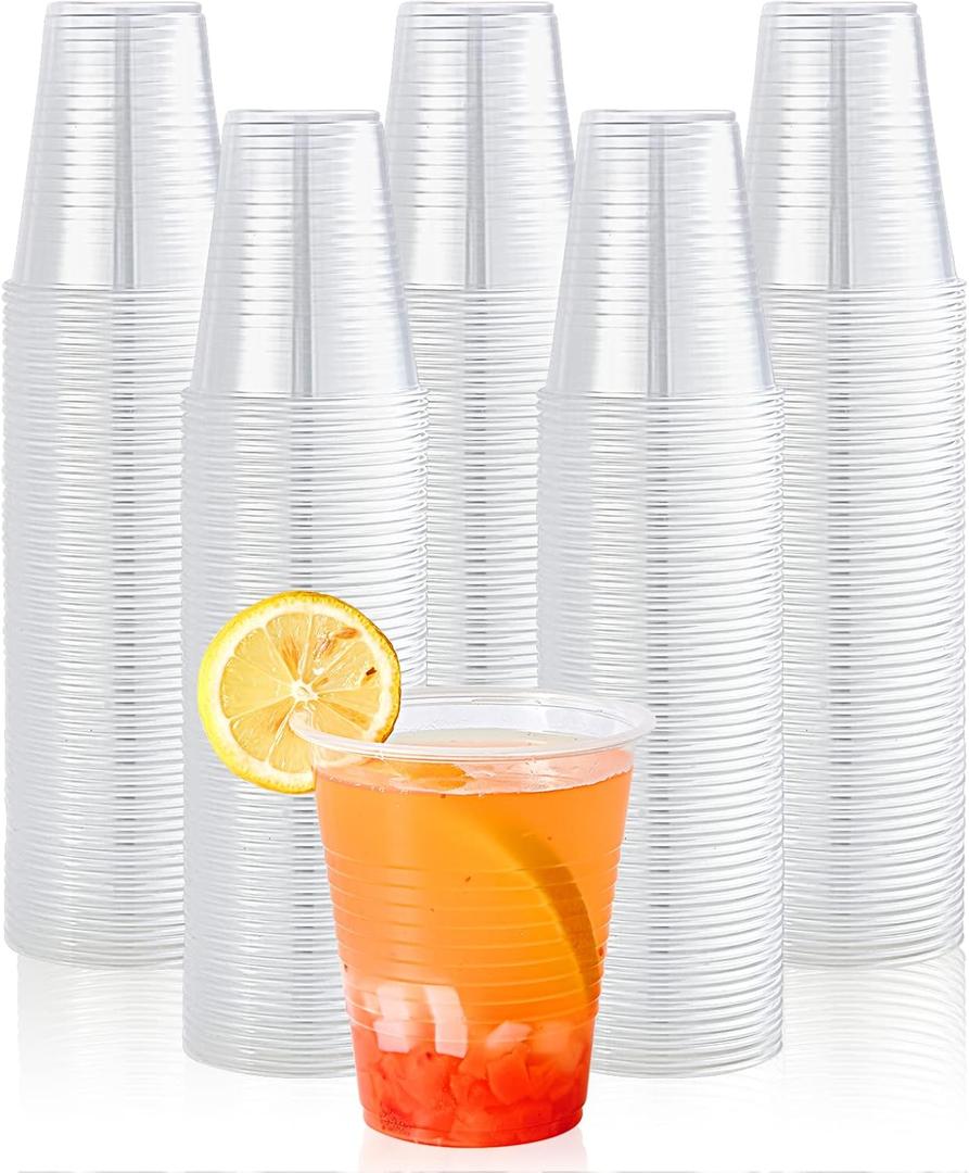 Lilymicky 300 Pack 12 oz Clear Plastic Cups, Cold Disposable Plastic Drinking Cups for Parties, Picnic, BBQ, Travel, and Events
