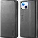 TUCCH Case Wallet for iPhone 14 6.1", [3 Card Holder] Slots [RFID Blocking] Stand Flip Folio PU Leather Cover, with [TPU Shockproof Interior Case] Compatible with iPhone 14 2022, Classic Black