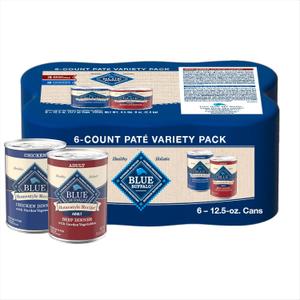 Blue Buffalo Homestyle Recipe Adult Wet Dog Food, Made with Natural Ingredients, Chicken and Beef Dinner Variety Pack, 12.5-oz Cans (6 Count, 3 of each), BB Date: 01/21/ 2028