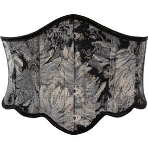 Scarlet Darkness Corset Belt for Women Vintage Renaissance Floral Underbust Corsets (10, Black White Floral)