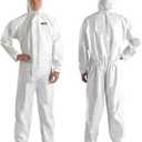 Hazmat Suit Disposable Coverall | Heavy Duty Full Body Paint Coverall & Suit in 7 Sizes with Multiple Specifications With Hood - Breathable & Water Resistant - X-Large, White, 1