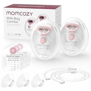 Momcozy Wearable Milk Collection Cups with Storage Bags (5 oz), Direct-to-Bag Breast Milk Bag Combo, Breast Pump Parts for Momcozy V1 Pro/ V1/ V2 Pump & Most Electric Breast Pumps, 2 Pack